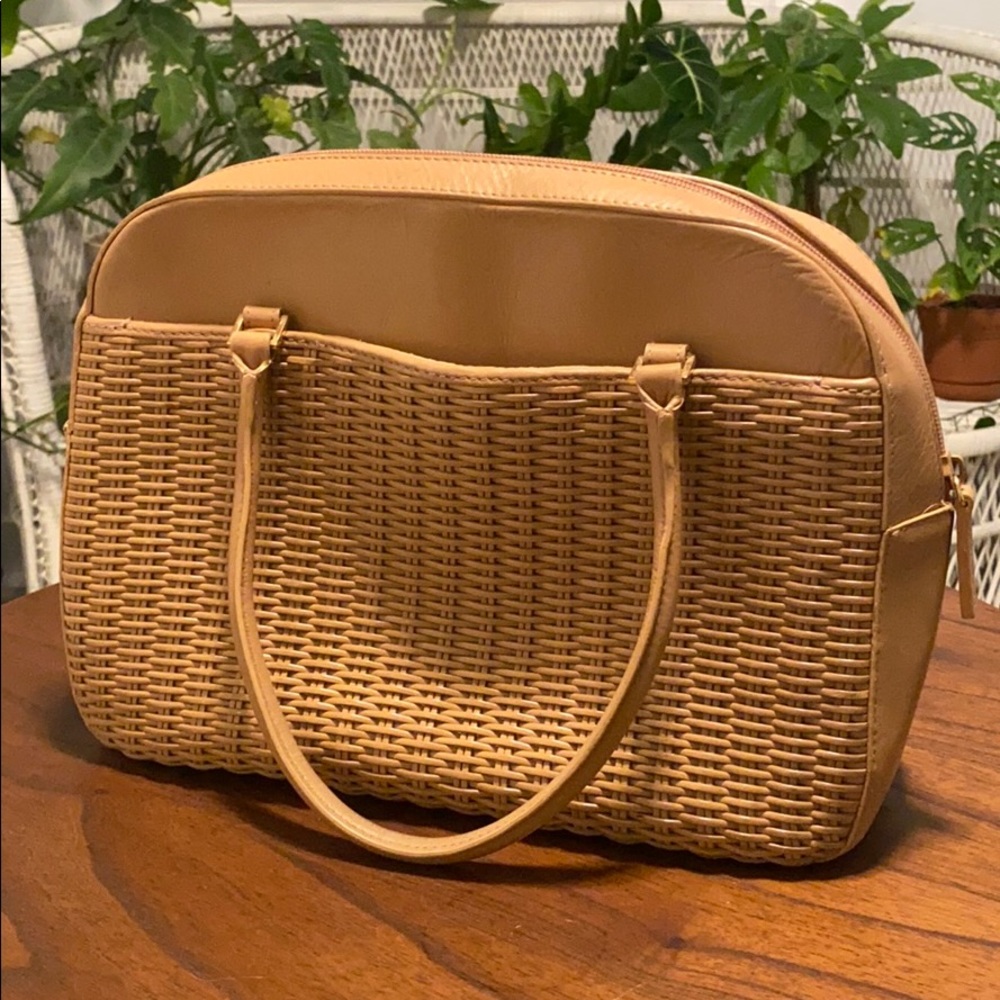 Vintage Leather Wicker Purse